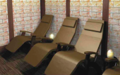 Pure Salt Room at Gentle Touch features Himalayan salt bricks and zero-gravity Perfect Chairs.